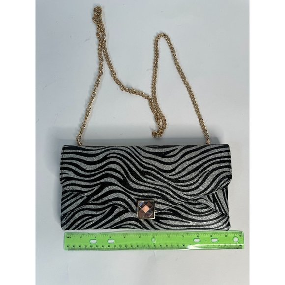 A Touch of Style Zebra Pattern Clutch with Gem Closure and Removable Chain Strap - Picture 7 of 16